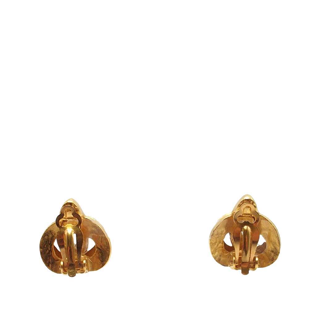 Chanel Gold Plated CC Heart Clip on Earrings Gold Metal Very good - Back View