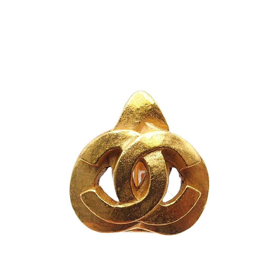Chanel Gold Plated CC Heart Clip on Earrings Gold Metal Very good - Inside View