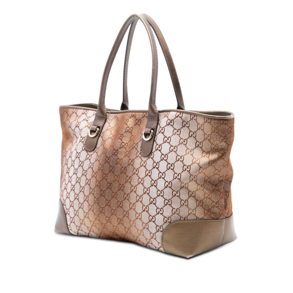 Gucci GG Lurex Heart Bit Tote Brown Canvas Very good - Back View