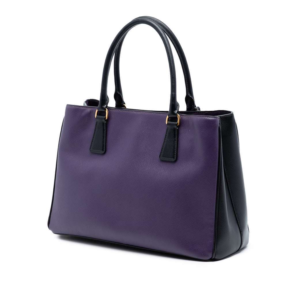 Prada Medium Bicolor Saffiano Lux Galleria Satchel Purple Leather Very good - Back View