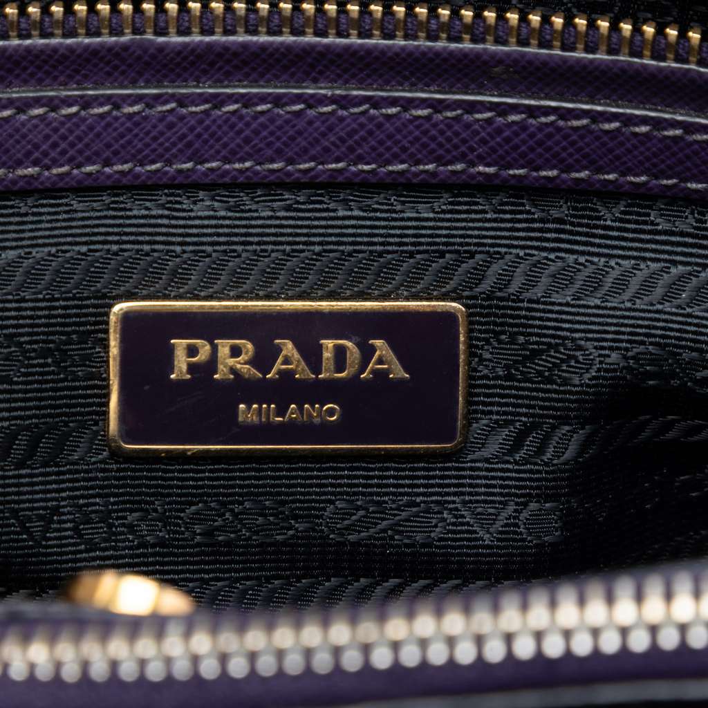 Prada Medium Bicolor Saffiano Lux Galleria Satchel Purple Leather Very good - Box View