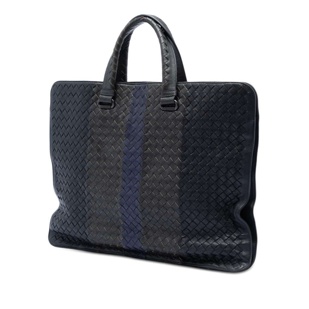 Bottega Veneta Nappa Intrecciato Club Fume Briefcase Black Leather Very good - Back View