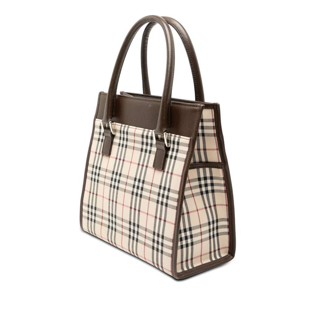 Burberry House Check Canvas Handbag Beige Canvas Good - Back View
