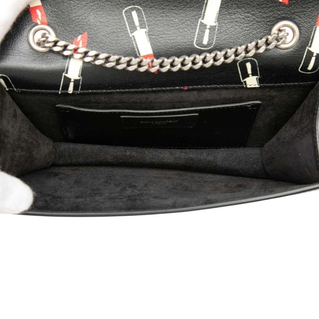 Saint Laurent Calfskin Lipstick Print Betty Crossbody Black Leather Very good - Model View