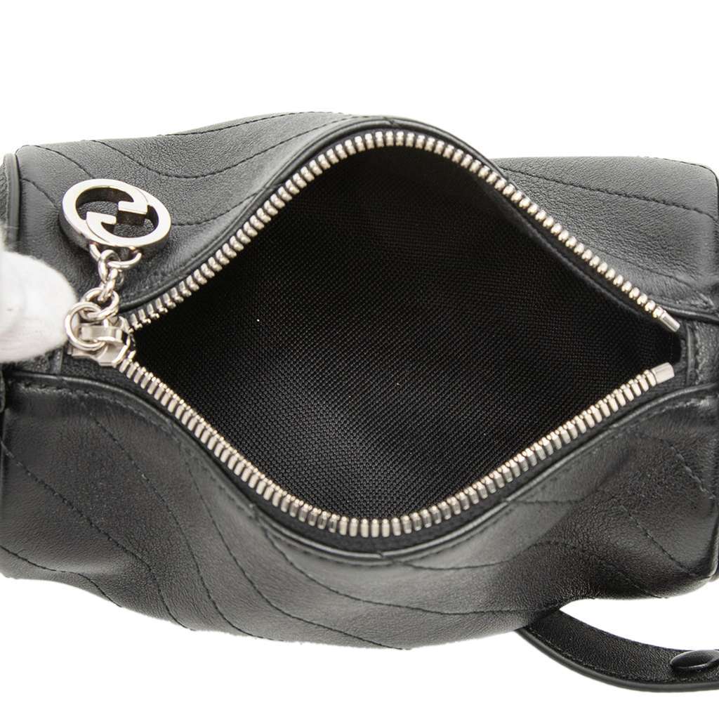 Gucci Mini Leather Blondie Barrel Shoulder Bag Black Leather Very good - Model View