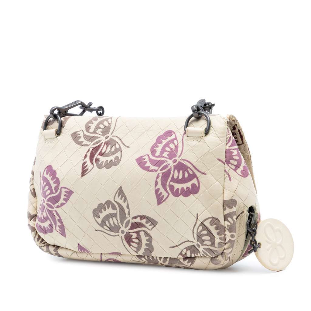 Bottega Veneta Small Nappa Intrecciomirage Butterfly Chain Crossbody Brown Leather Very good - Back View