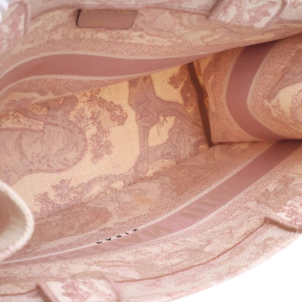 Dior Medium Canvas Embroidered Dioriviera Toile De Jouy Book Tote Pink Canvas Very good condition - Box View