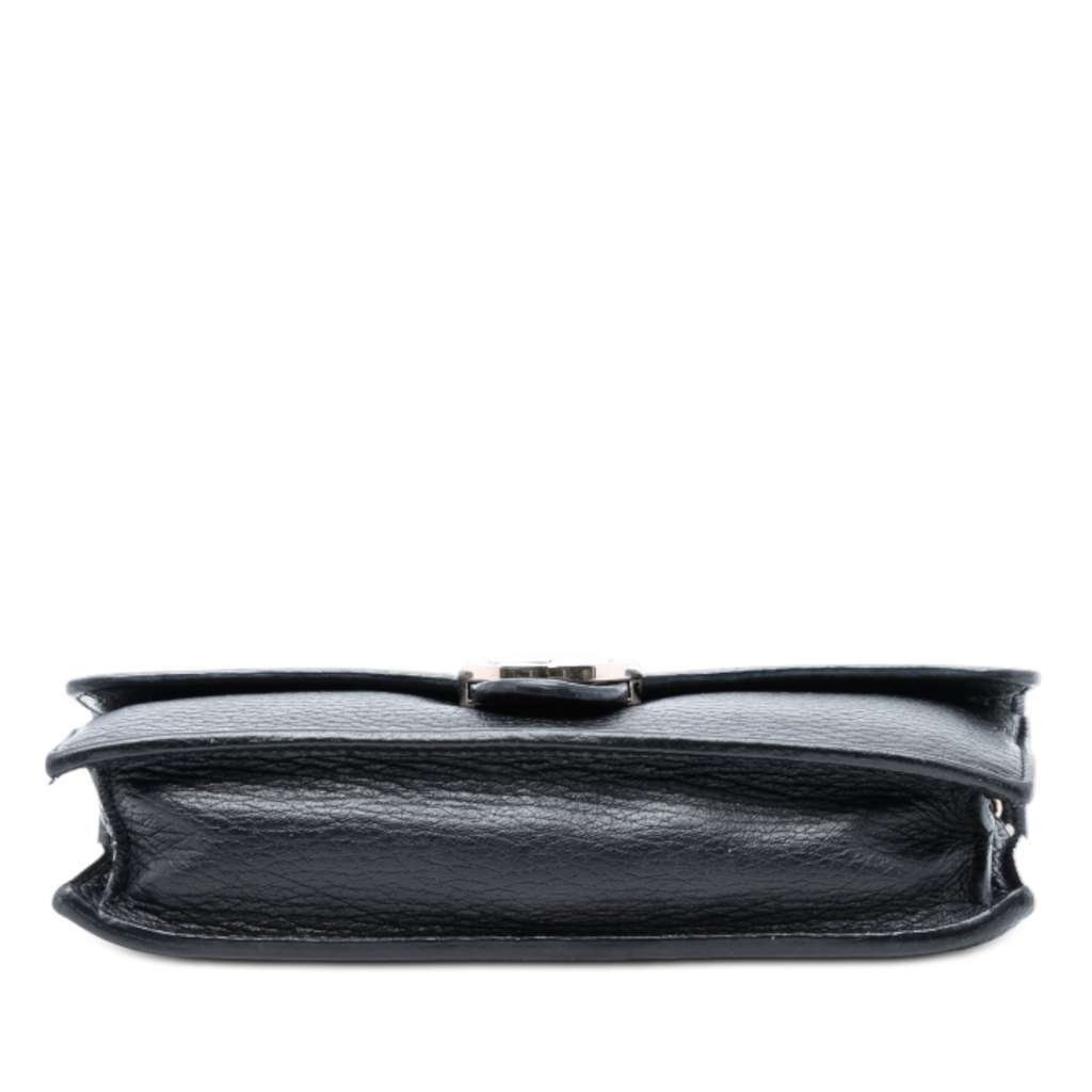 Gucci Leather Interlocking G Dollar Wallet on Chain Black Leather Very good condition - Inside View