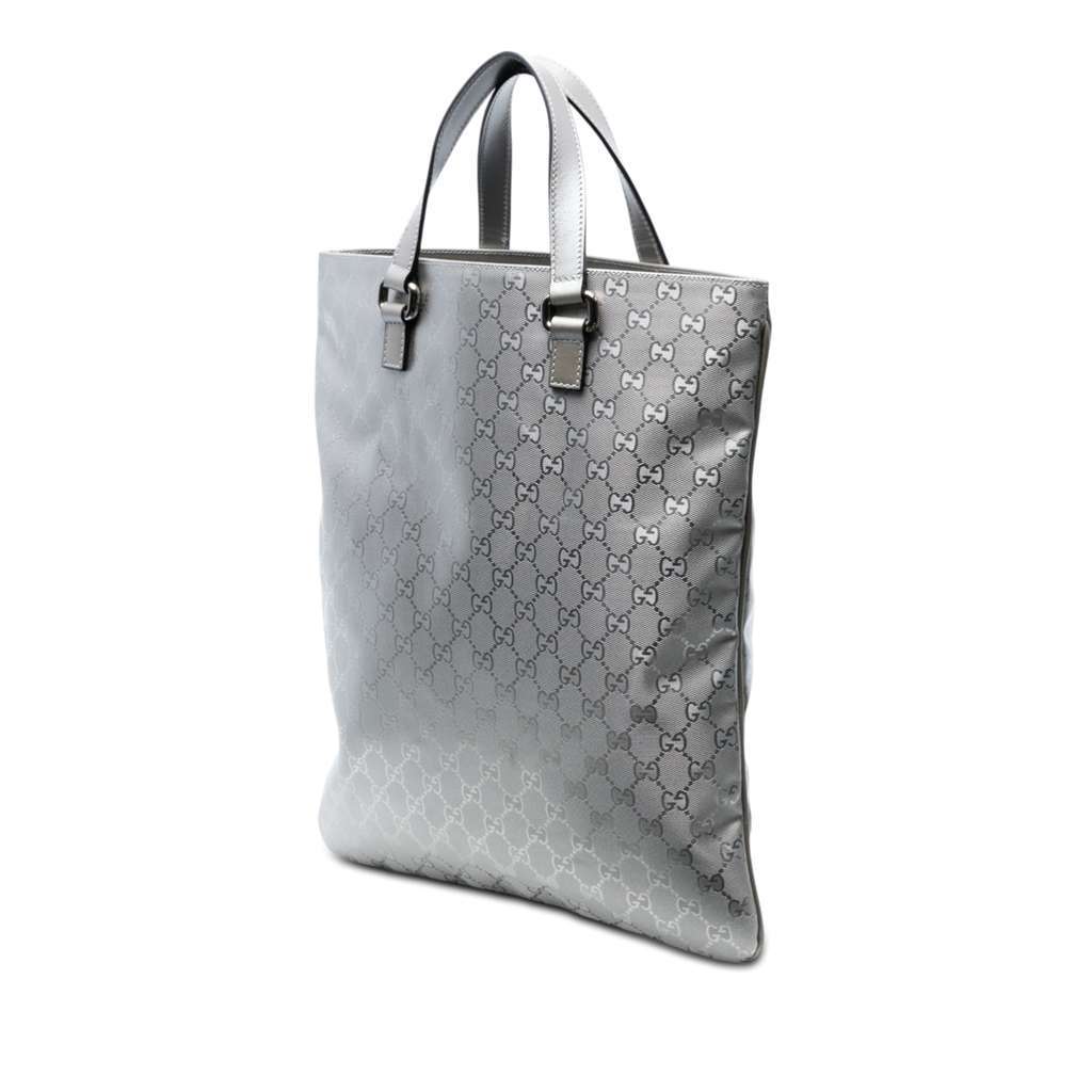 Gucci GG Imprime Vertical Tote Silver Canvas Very good - Back View