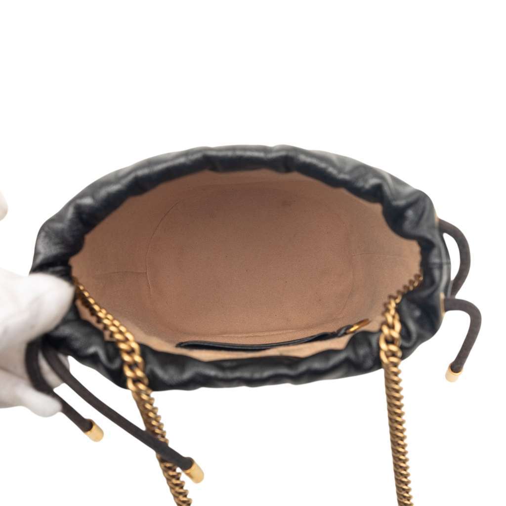 Gucci Mini GG Marmont Matelasse Diagonal Leather Torchon Bucket Bag Beige Leather Very good - Model View