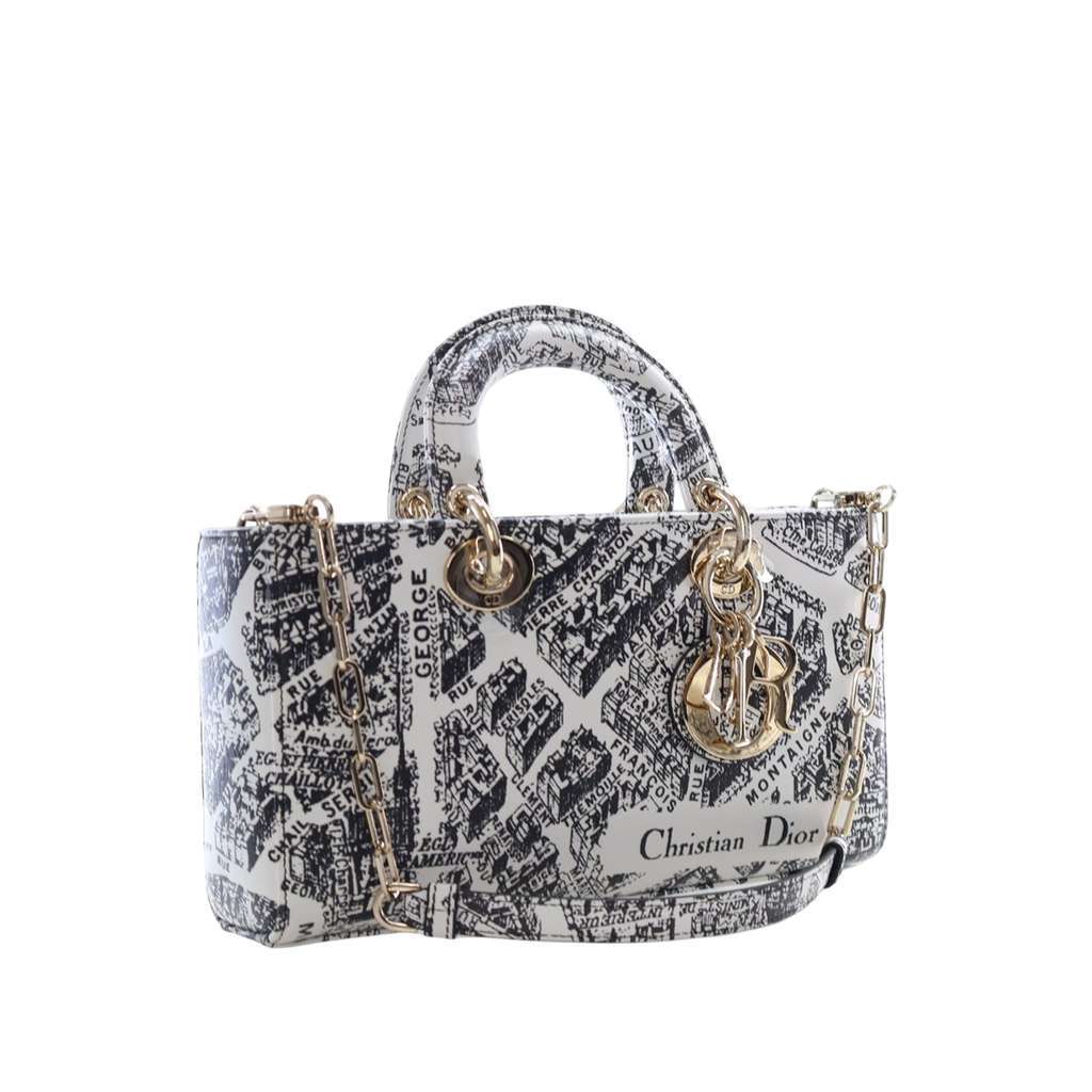 Dior Medium Calfskin Plan De Paris Printed Lady D Joy White Leather Very good - Inside View