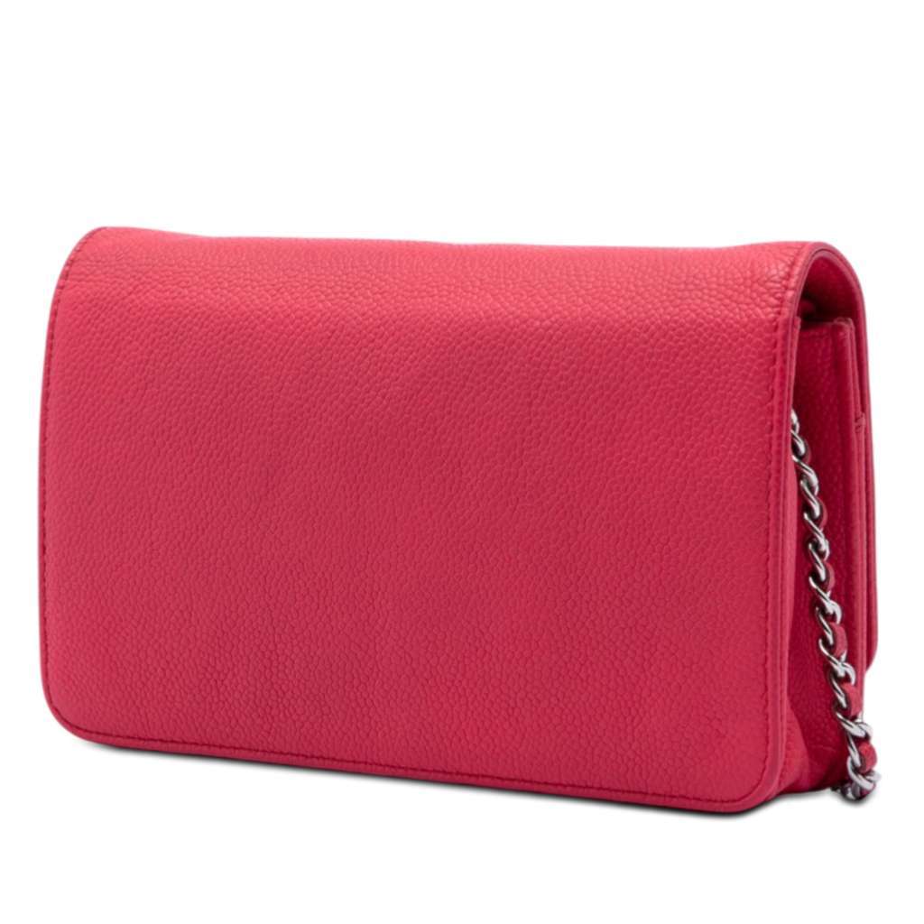 Chanel Caviar Bicolor CC Wallet On Chain Pink Leather Good - Back View