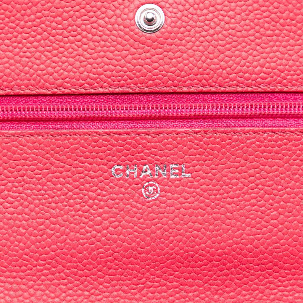 Chanel Caviar Bicolor CC Wallet On Chain Pink Leather Good - Box View
