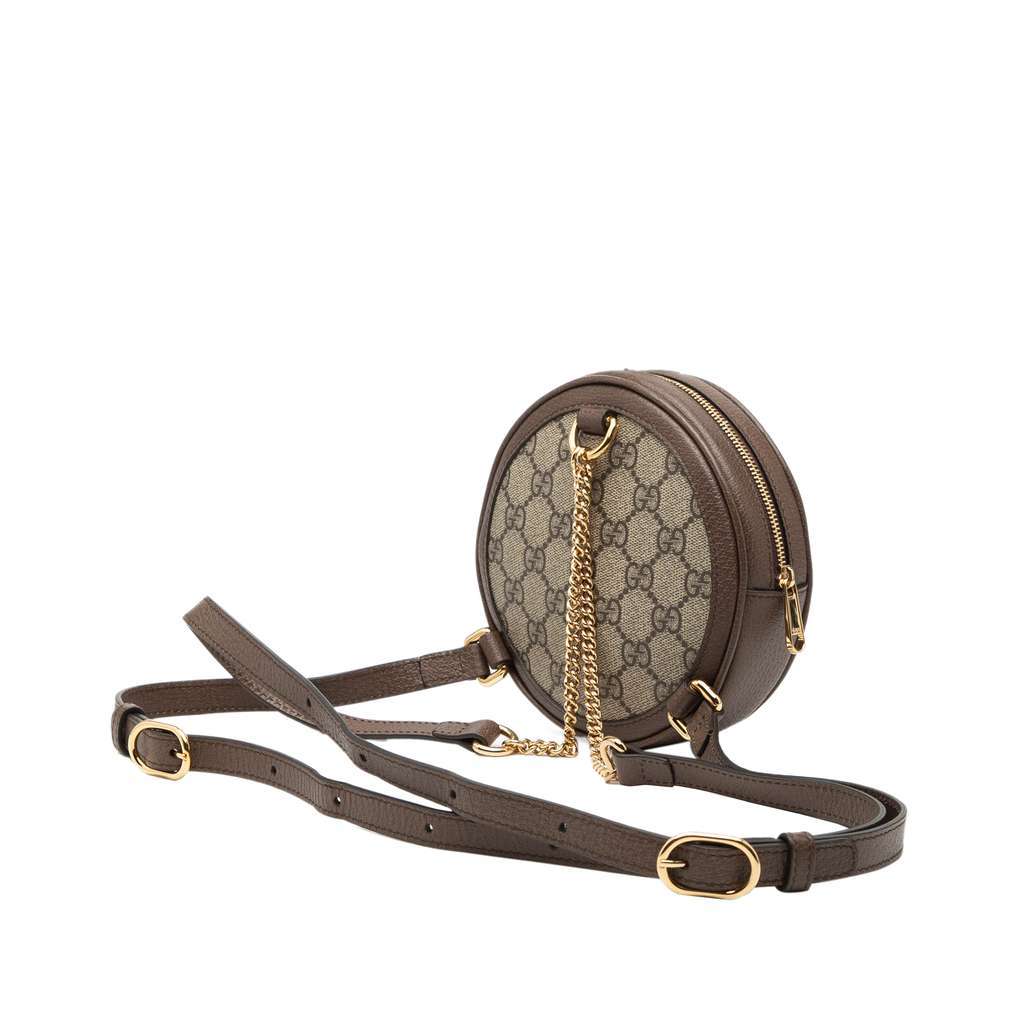 Gucci Mini GG Supreme Web Ophidia Round Backpack Beige Canvas Very good condition - Back View
