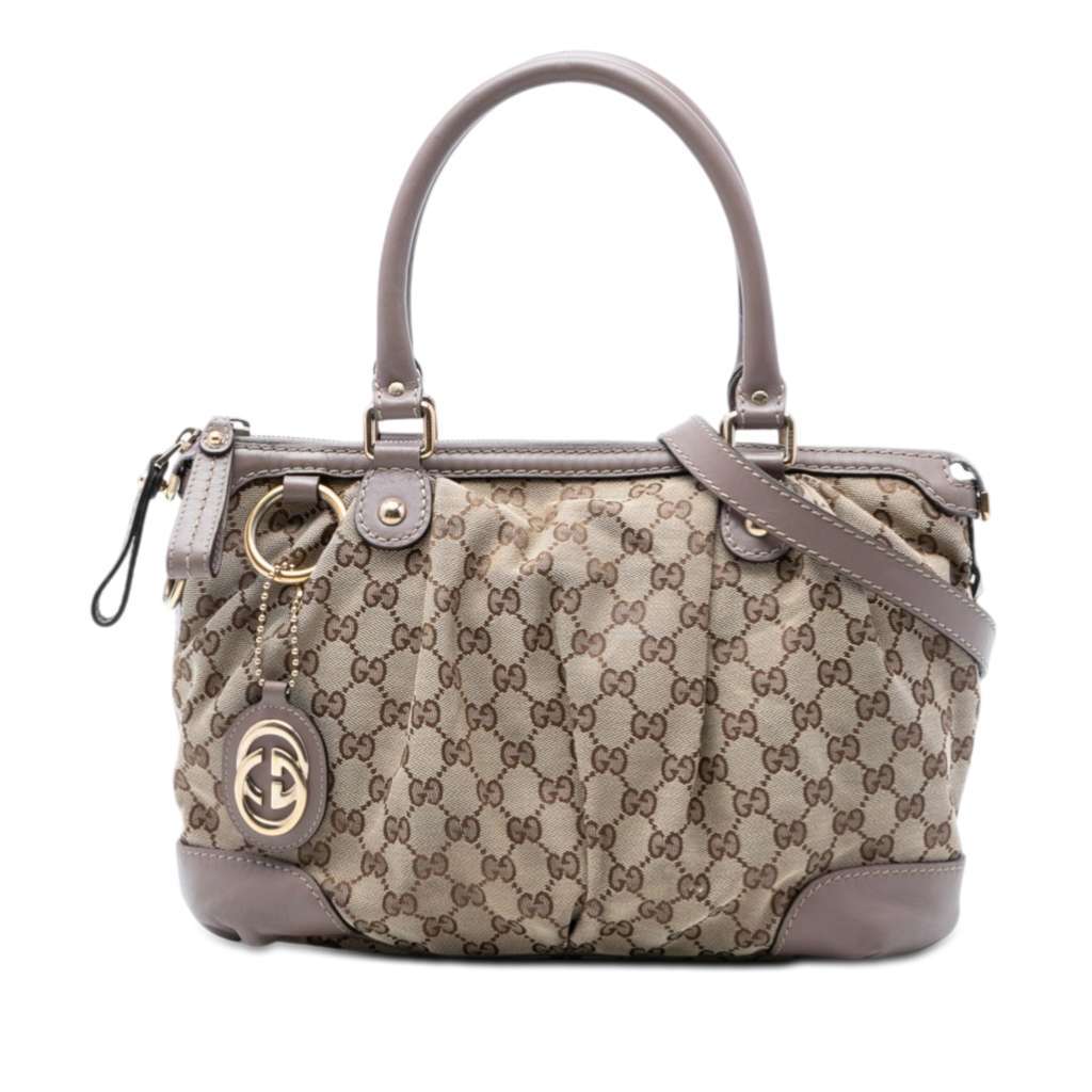 Gucci GG Canvas Sukey Satchel Beige Canvas Good condition - Front View