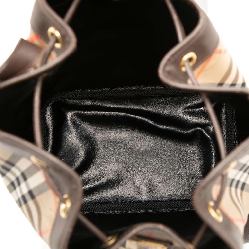 Burberry Haymarket Check Canvas Drawstring Bucket Bag Beige Canvas Very good condition - Model View