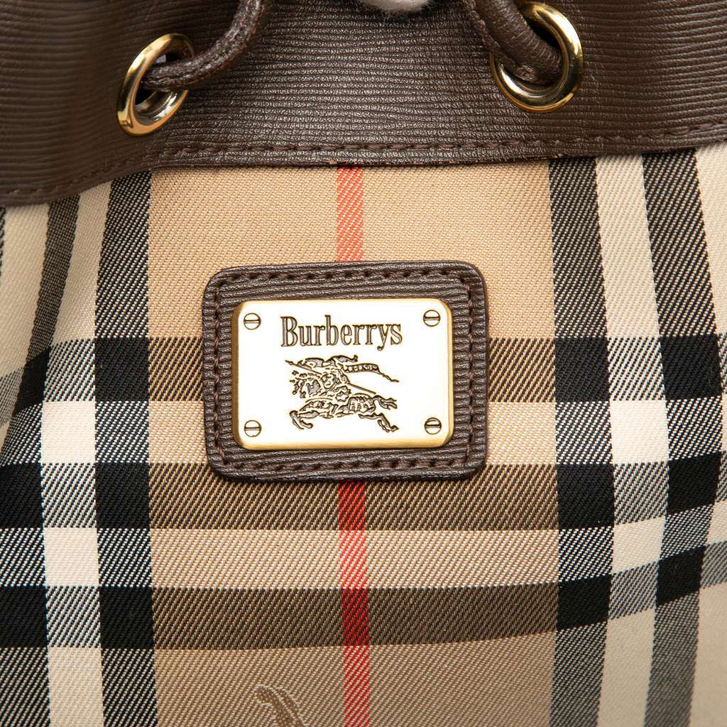 Burberry Haymarket Check Canvas Drawstring Bucket Bag Beige Canvas Very good condition - Box View