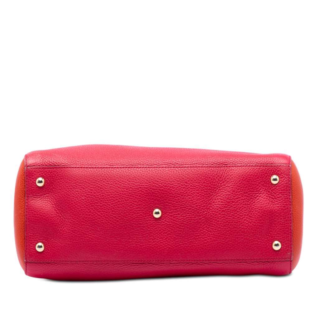 Gucci Medium Calfskin Bamboo Shopper Satchel Red Leather Very good condition - Inside View