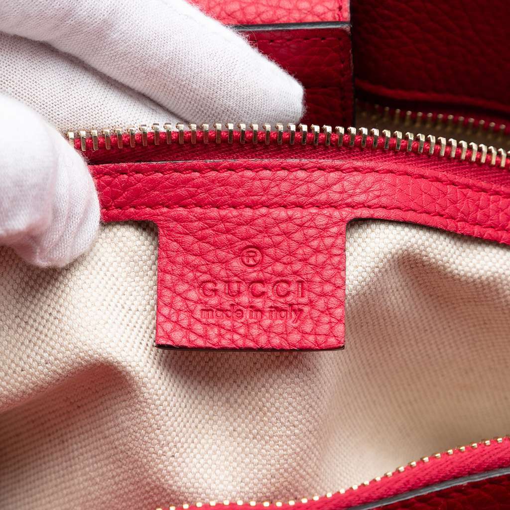 Gucci Medium Calfskin Bamboo Shopper Satchel Red Leather Very good condition - Box View