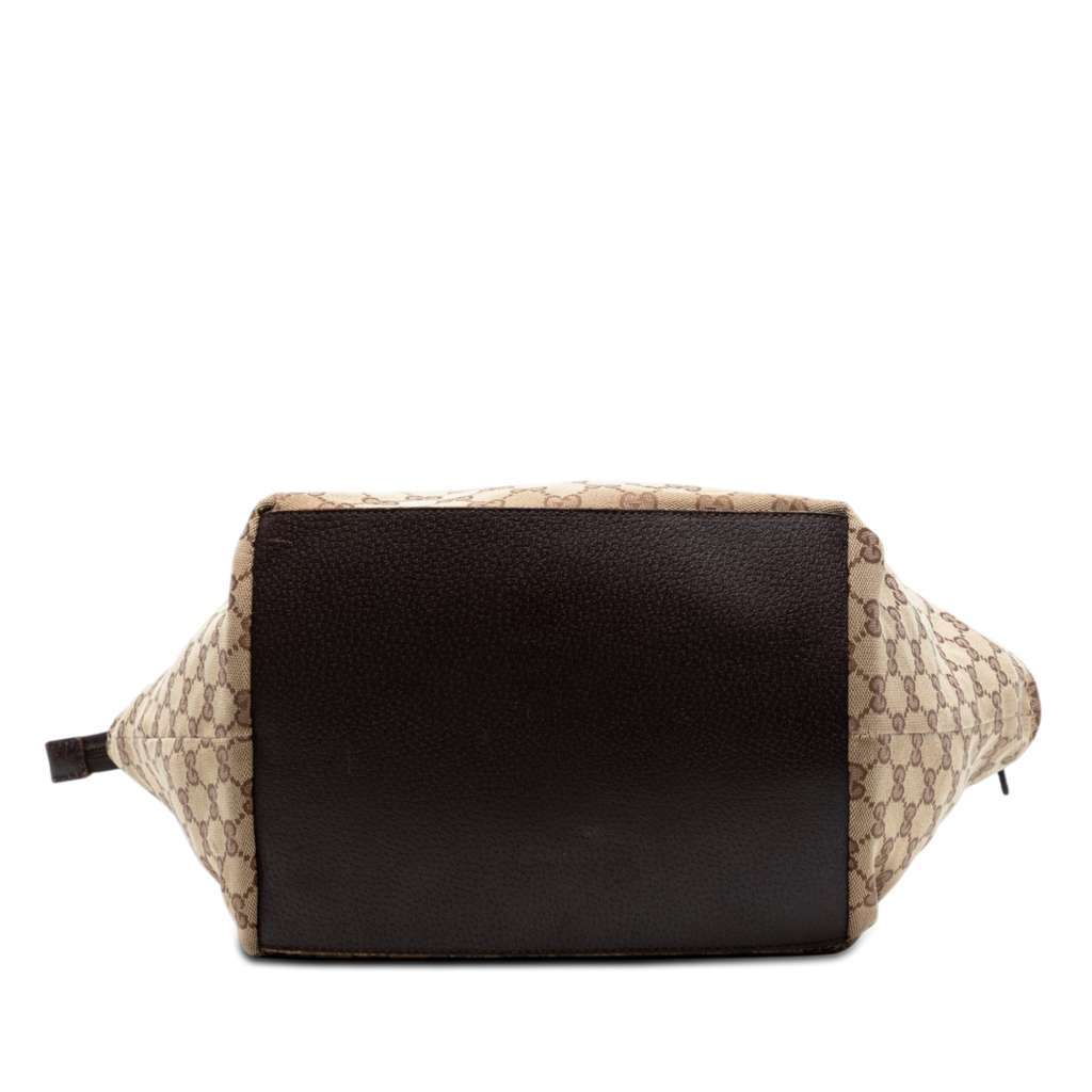 Gucci GG Canvas Web Tote Beige Canvas Good - Inside View