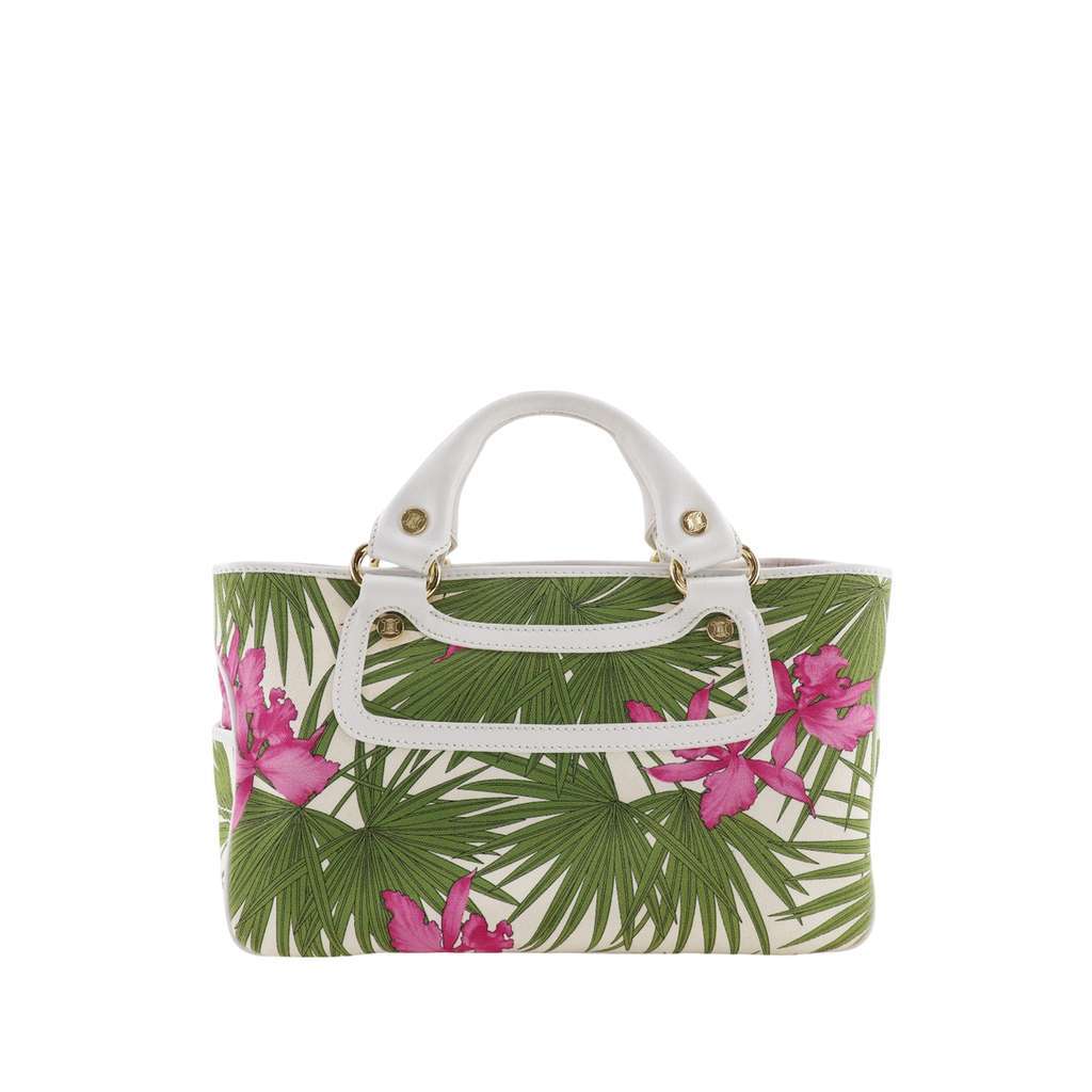 Celine Canvas Botanical Print Boogie Handbag White Canvas Very good - Front View