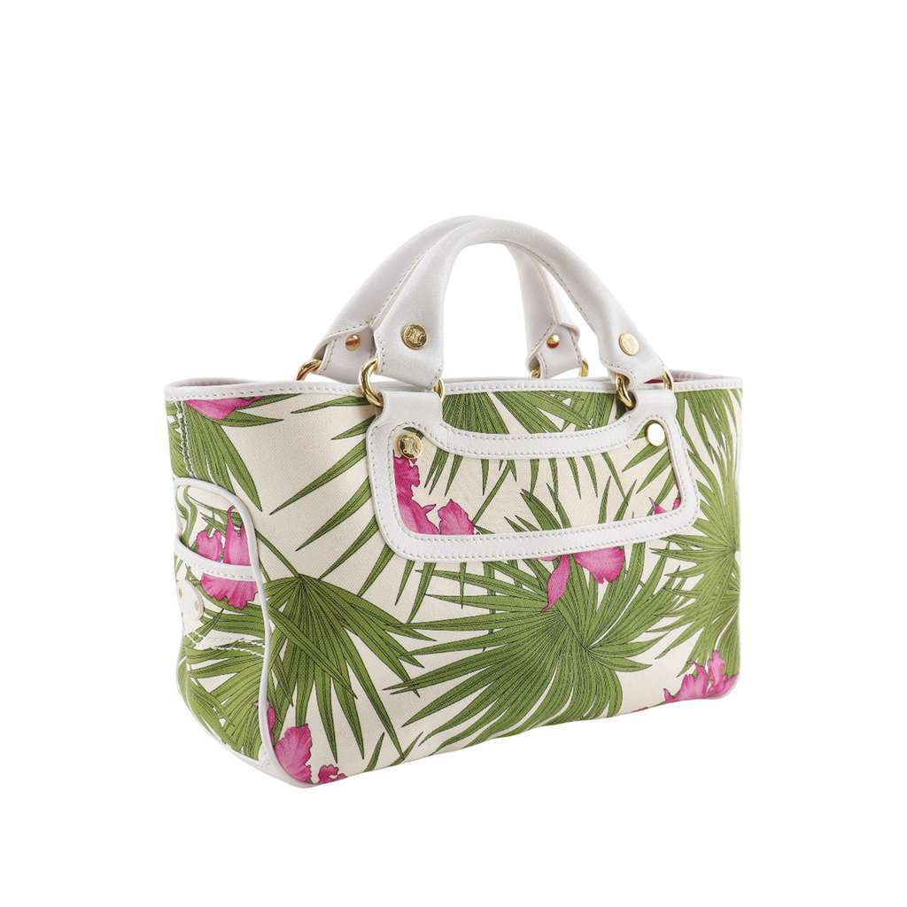 Celine Canvas Botanical Print Boogie Handbag White Canvas Very good - Back View