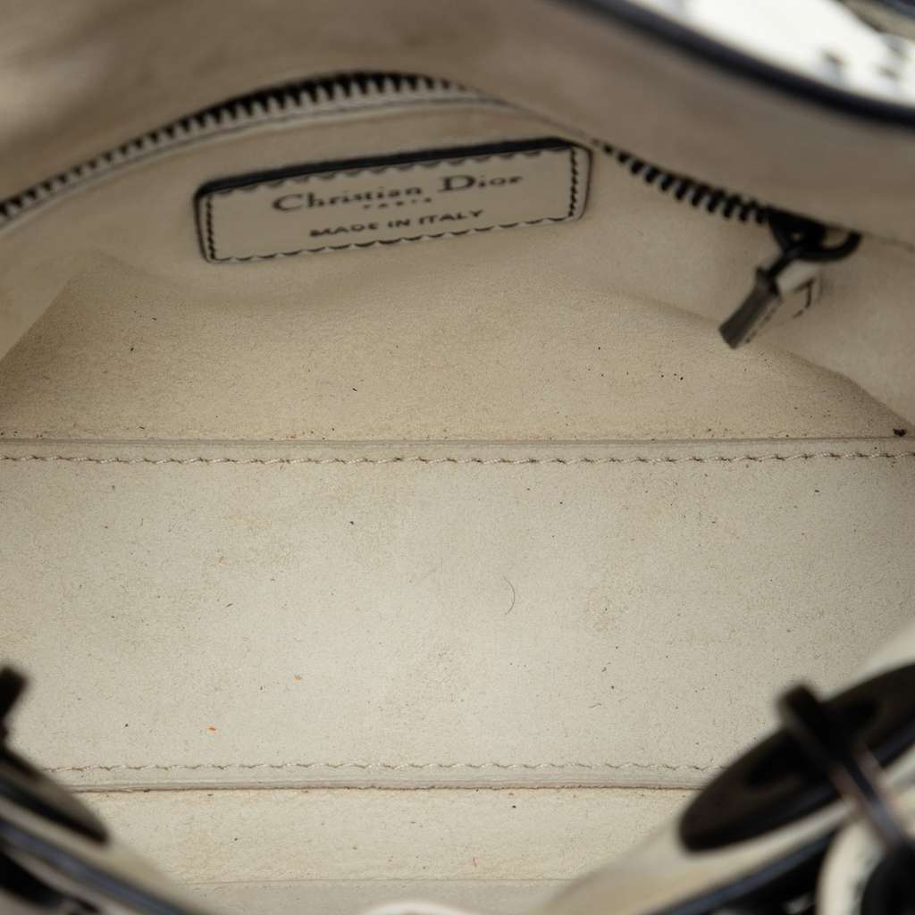 Dior Mini Lambskin Cannage Studded Supple Lady Dior White Leather Very good - Model View