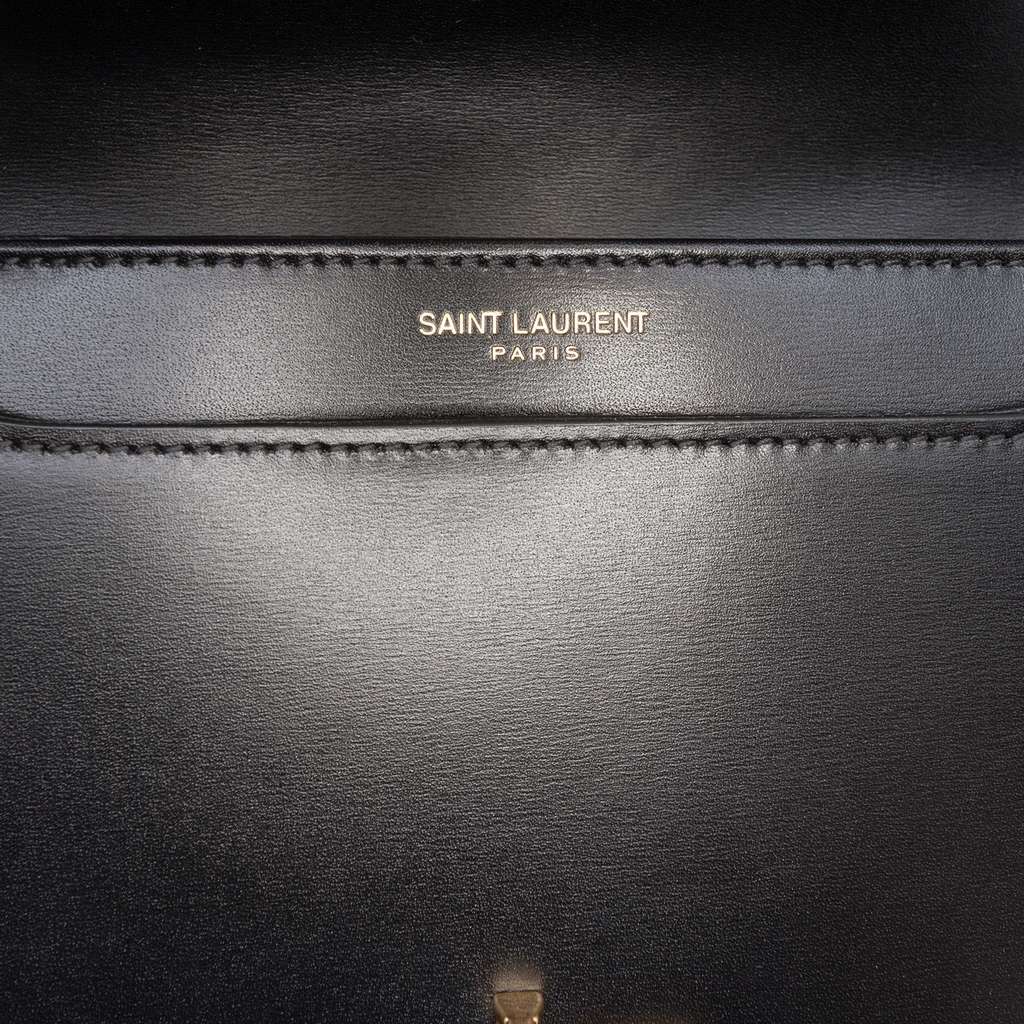 Saint Laurent Small Calfskin Solferino Satchel In Box Black Leather Very good - Box View