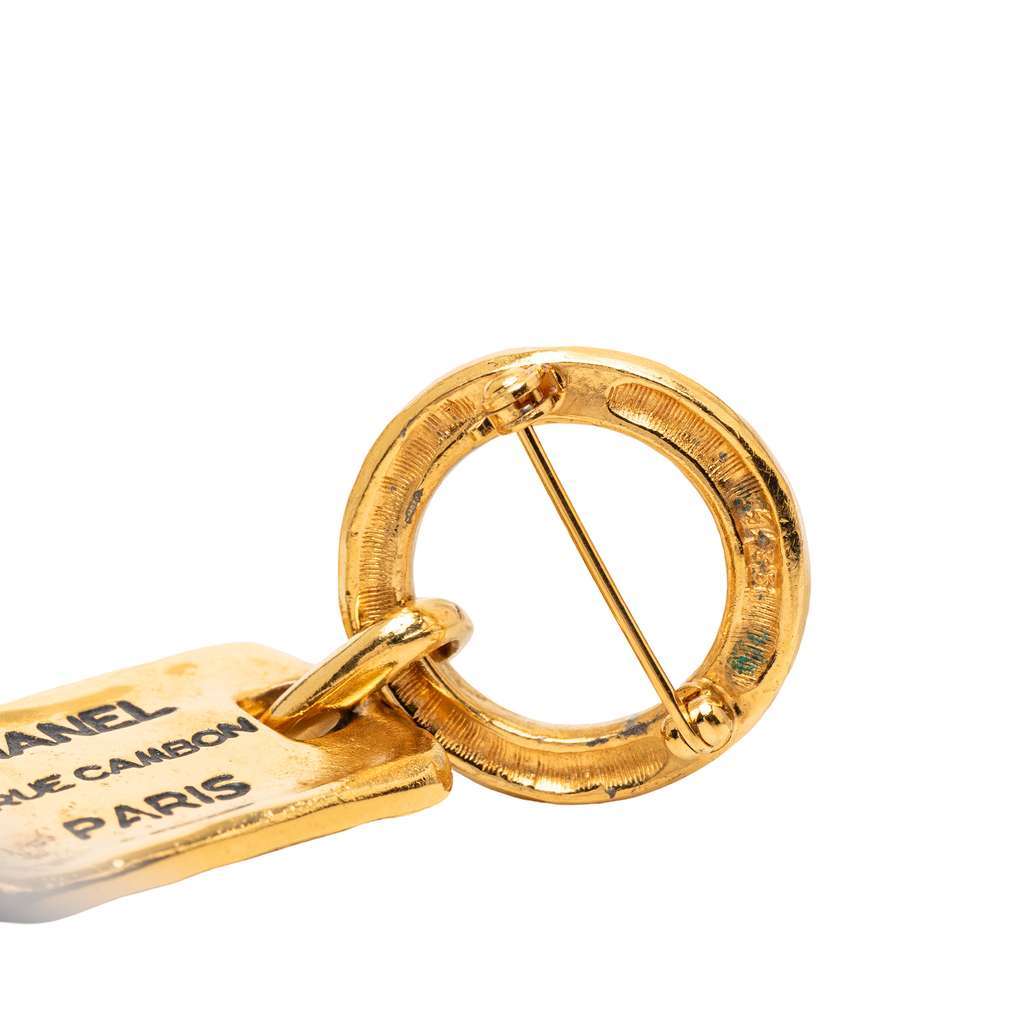 Chanel CC Gold Plated Rue Cambon Tag Brooch Gold Metal Very good - Inside View