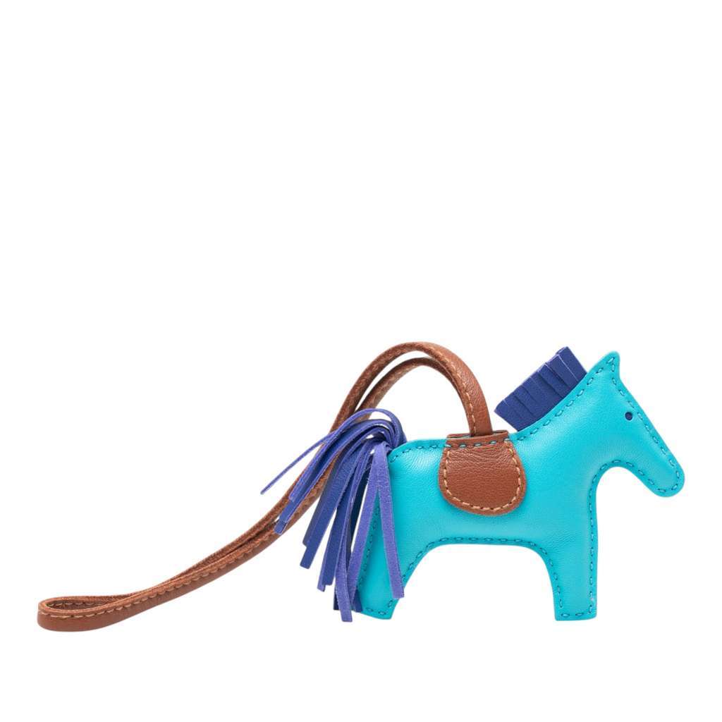 Hermès Milo Lambskin GriGri Rodeo Bag Charm PM Blue Leather Very good - Back View