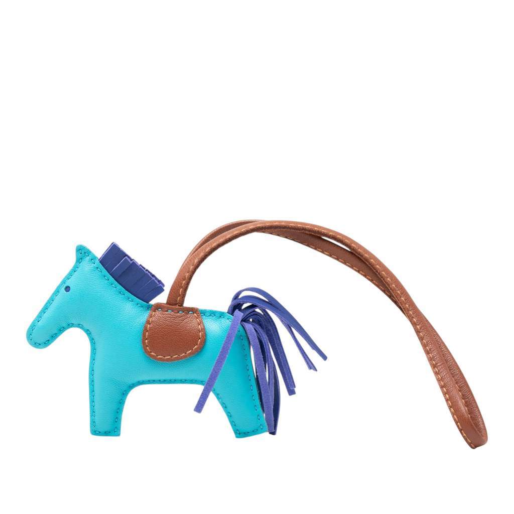 Hermès Milo Lambskin GriGri Rodeo Bag Charm PM Blue Leather Very good - Inside View