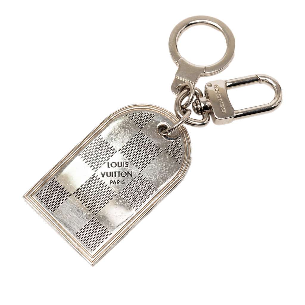 Louis Vuitton Brass Damier Porte Cles Address Bag Charm and Key Holder Silver Brass Very good - Back View