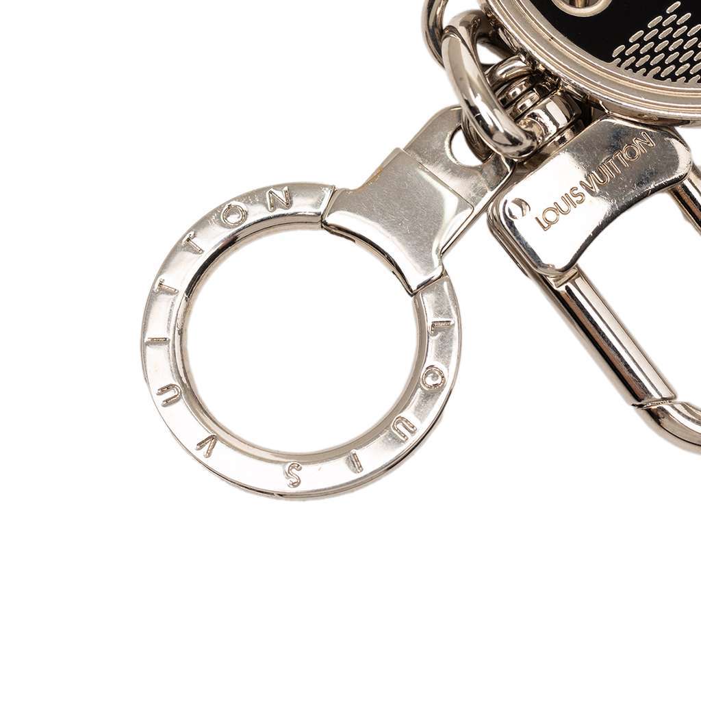 Louis Vuitton Brass Damier Porte Cles Address Bag Charm and Key Holder Silver Brass Very good - Inside View