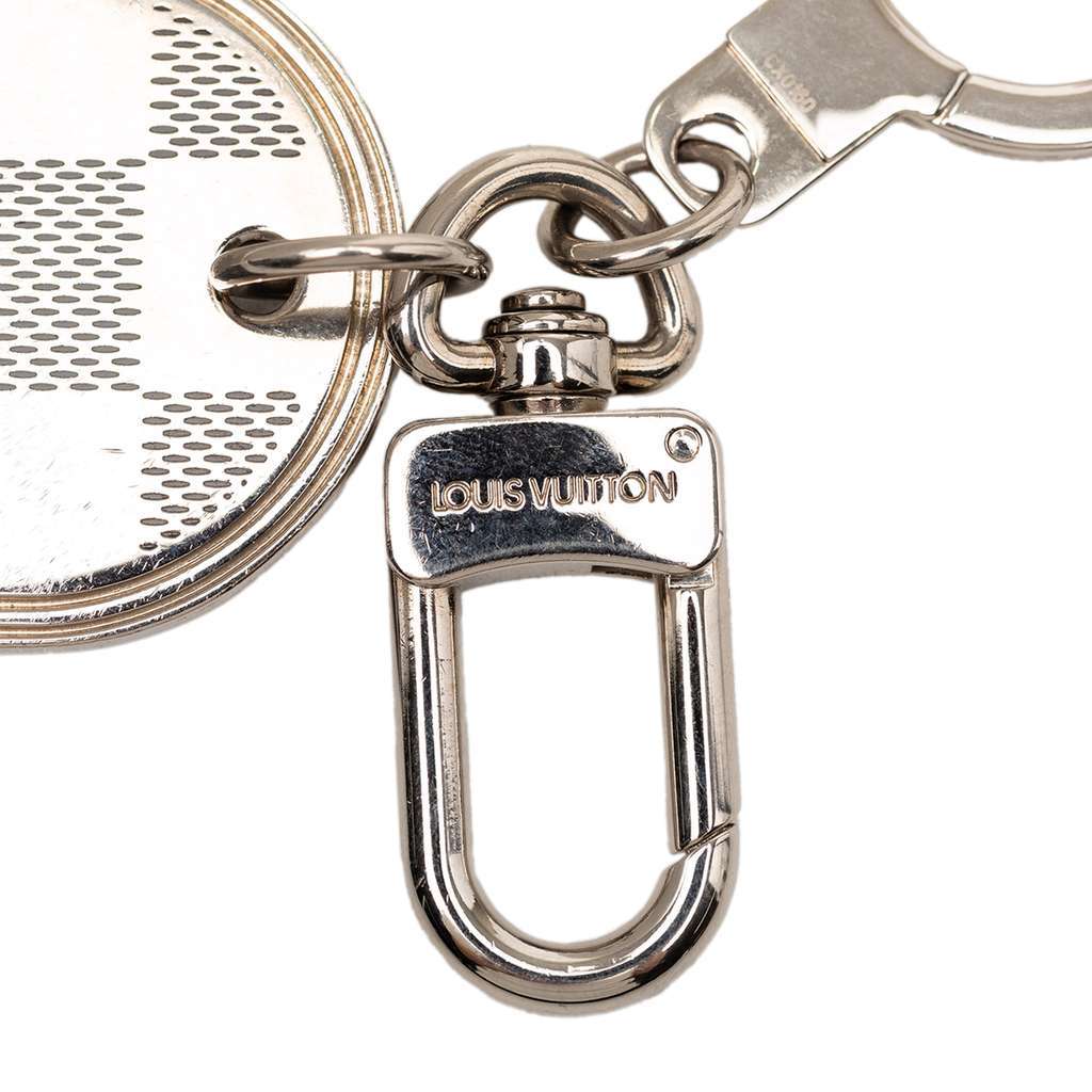 Louis Vuitton Brass Damier Porte Cles Address Bag Charm and Key Holder Silver Brass Very good - Model View