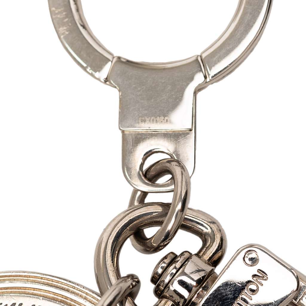 Louis Vuitton Brass Damier Porte Cles Address Bag Charm and Key Holder Silver Brass Very good - Box View
