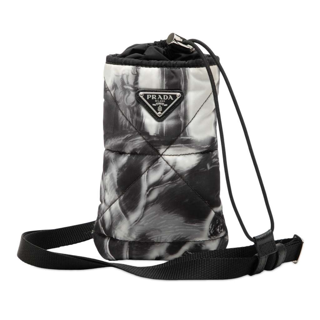 Prada Re Nylon Printed Phone Pouch Black Very good - Front View