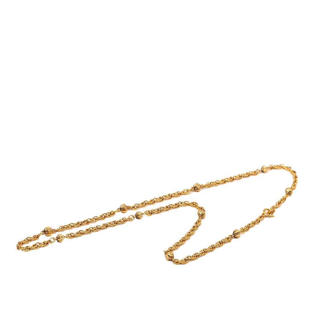 Chanel Gold Plated Ball Charms Necklace Gold Metal Very good - Model View
