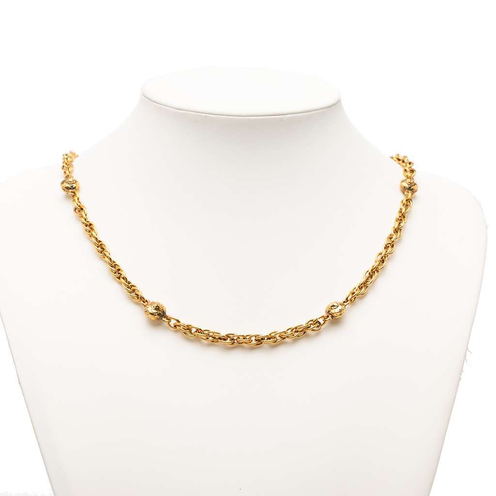 Chanel Gold Plated Ball Charms Necklace Gold Metal Very good - Box View