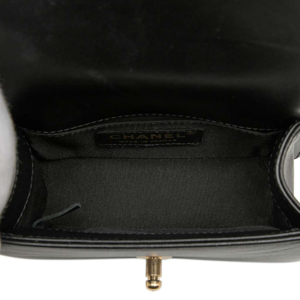 Chanel Mini Quilted Lambskin Boy Flap Black Leather Very good - Model View