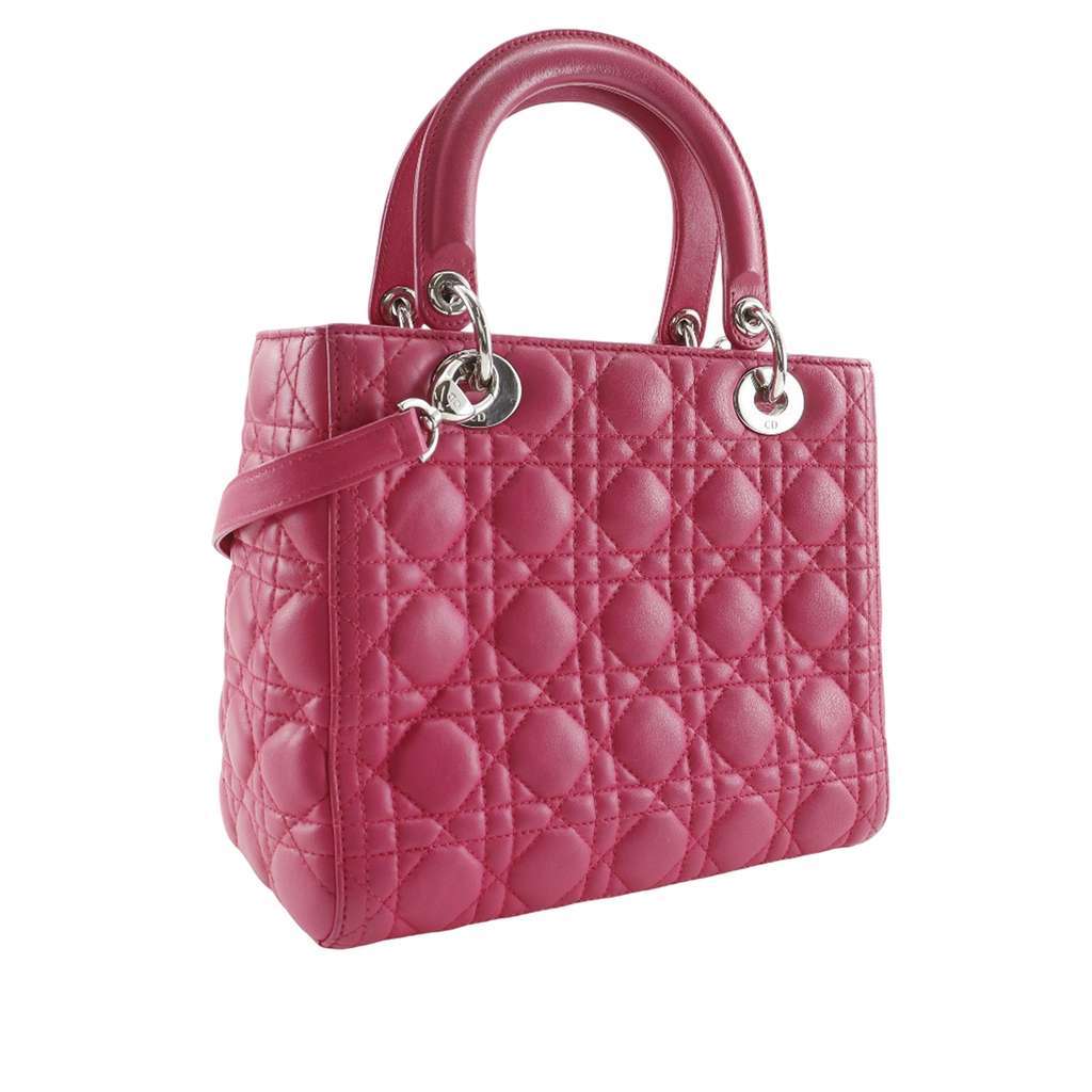 Dior Medium Lambskin Cannage Lady Dior Pink Leather Very good - Inside View