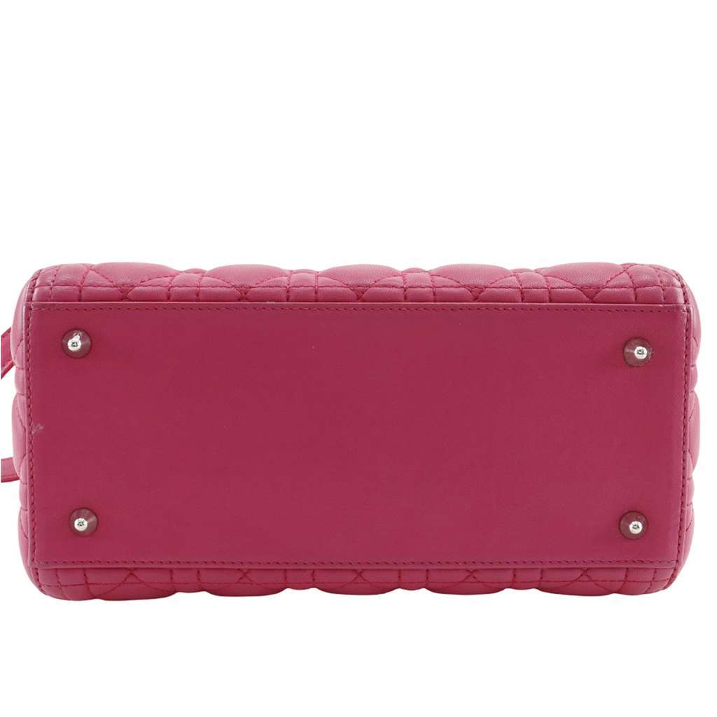 Dior Medium Lambskin Cannage Lady Dior Pink Leather Very good - Model View