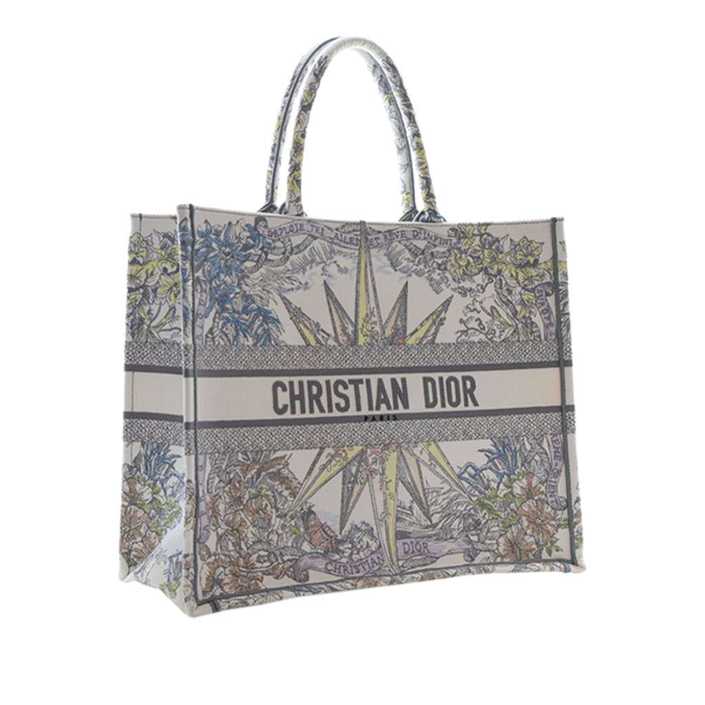 Dior Large Embroidered Canvas Reve d Infini Book Tote White Canvas Very good - Inside View