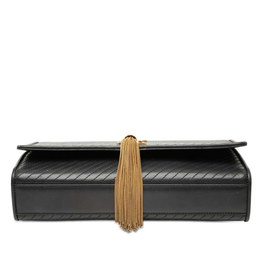 Saint Laurent Medium Diagonal Quilted Calfskin Monogram Kate Tassel Crossbody Black Leather Very good - Inside View