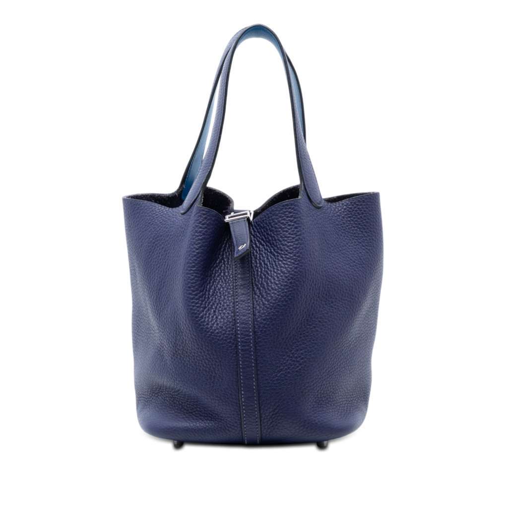 Hermès Clemence Picotin Lock 22 Blue Leather Very good - Front View