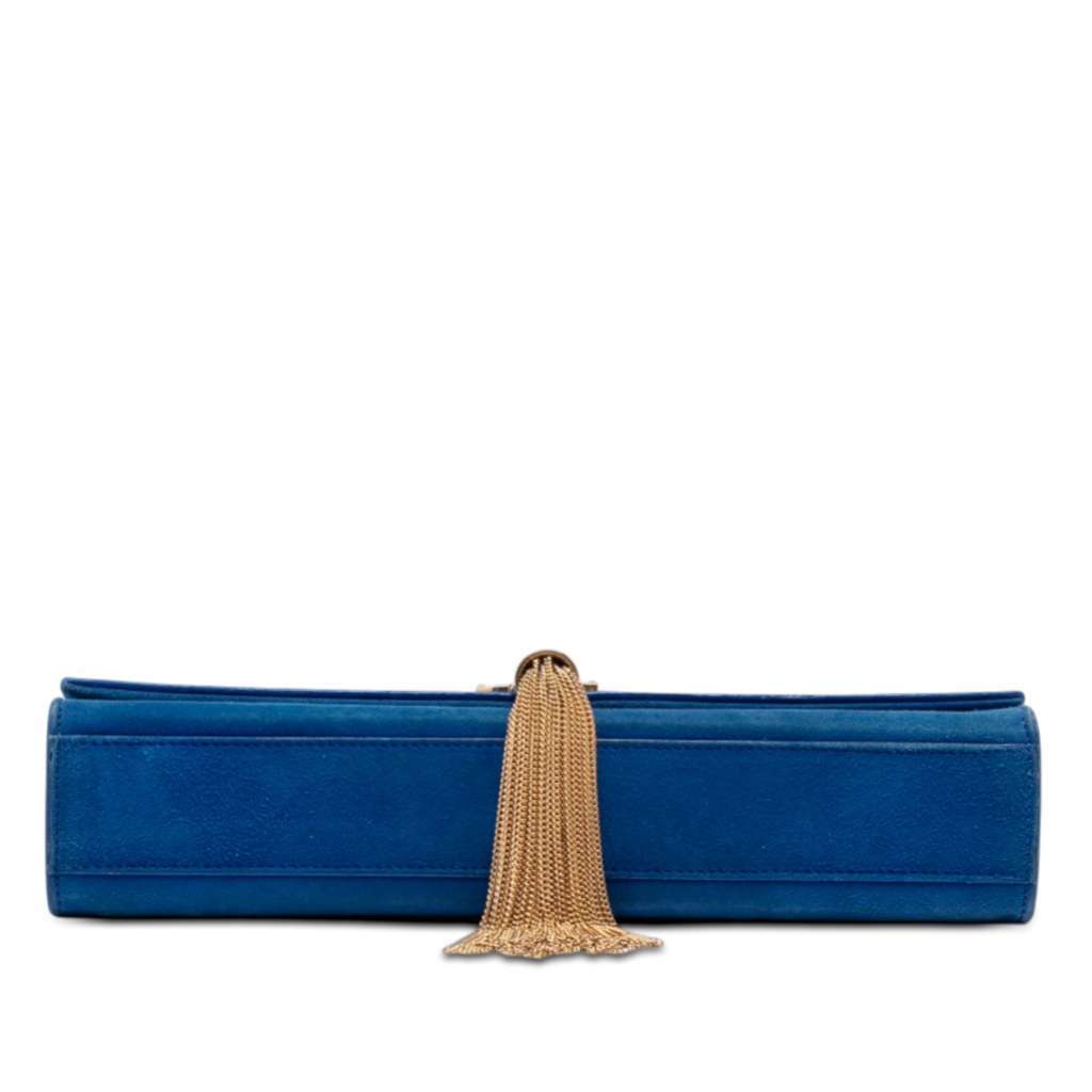 Saint Laurent Medium Suede Monogram Kate Tassel Crossbody Blue Leather Very good - Inside View