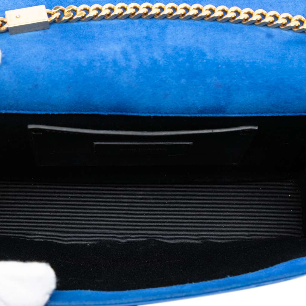 Saint Laurent Medium Suede Monogram Kate Tassel Crossbody Blue Leather Very good - Model View