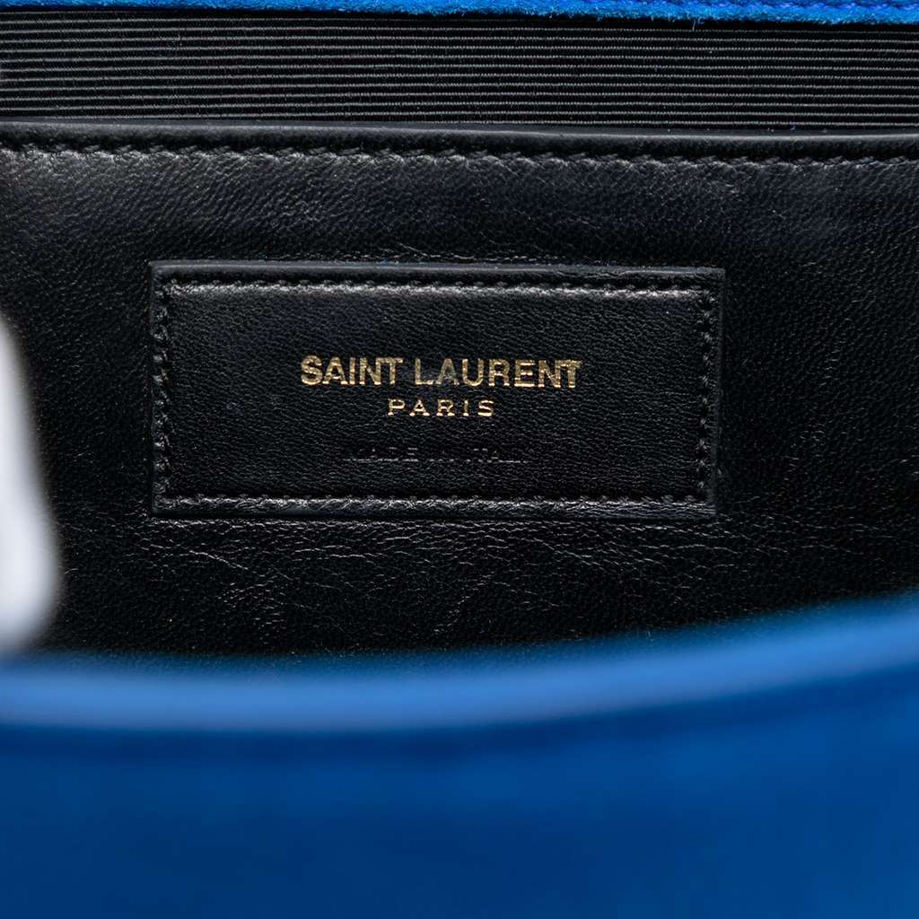 Saint Laurent Medium Suede Monogram Kate Tassel Crossbody Blue Leather Very good - Box View