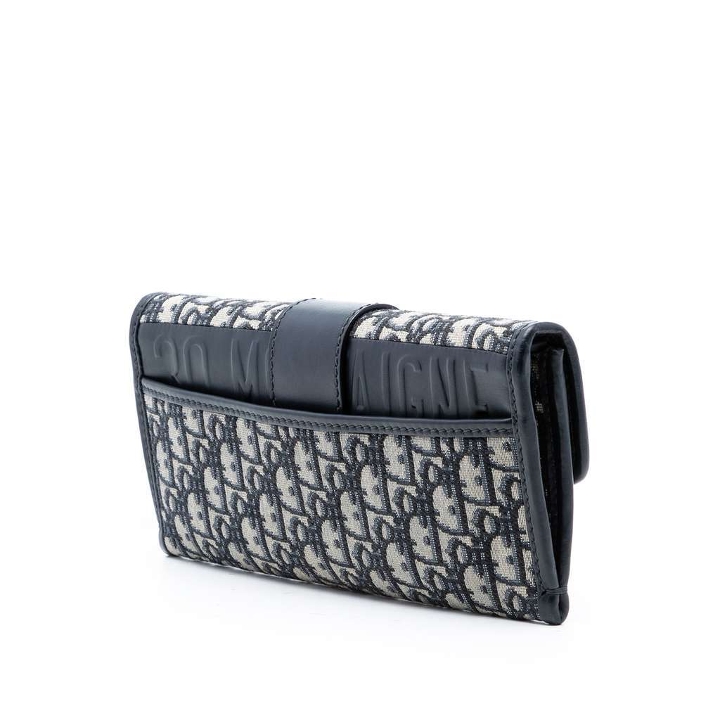Dior Oblique Canvas 30 Montaigne Clutch With Chain Blue Canvas Very good condition - Back View