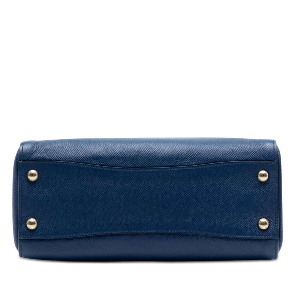 Prada Saffiano Cuir Double Zip Top Handle Bag Blue Leather Very good - Inside View