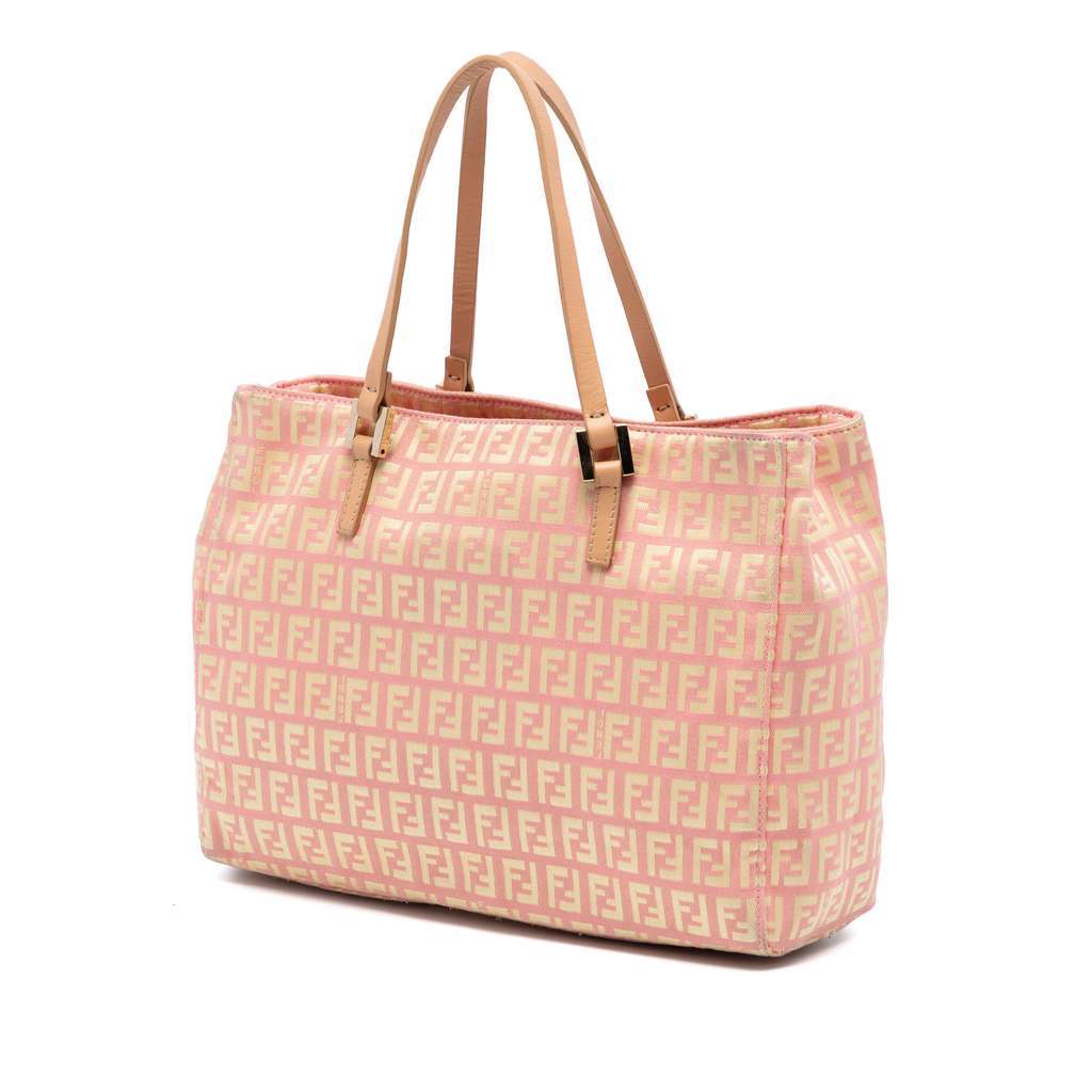 Fendi Zucchino Canvas Tote Pink Canvas Very good - Back View